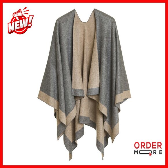 Sweaters - Women's Shawl Wrap Poncho Ruana Cape Cardigan Sweater Open Front Travel